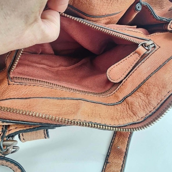 Liebeskind Berlin Satchel Bag Women Medium Brown Leather Crossbody Boho - Picture 4 of 13